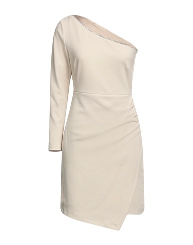 KAOS One-shoulder dress Beige 95% Polyester, 5% Elastane