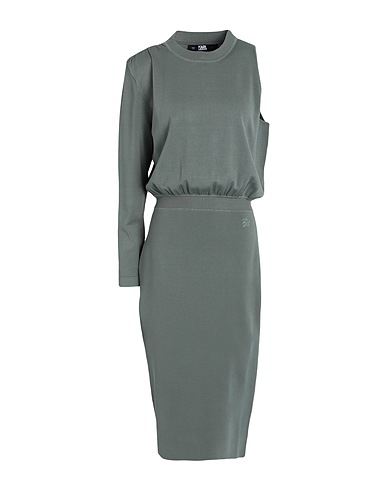 KARL LAGERFELD Vestito elegante ASYMMETRIC KNIT DRESS
 Verde militare 80% Viscosa, 20% Nylon