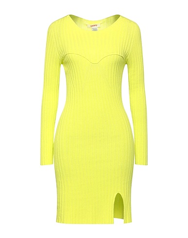 KONTATTO Short dress Lime green 88% Viscose, 12% Polyester