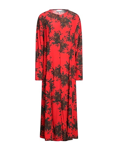 GANNI Vestito lungo Rosso 50% Viscosa EcoVero™, 50% Viscosa