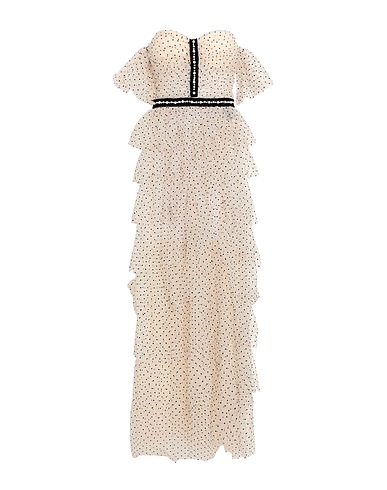 ELISABETTA FRANCHI Long dress RED CARPET Ivory 100% Polyamide, Viscose, Glass, Elastane