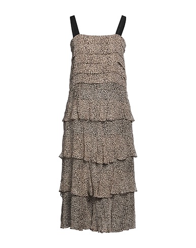 PINKO UNIQUENESS Midi dress Beige 99% Viscose, 1% Metallic fiber