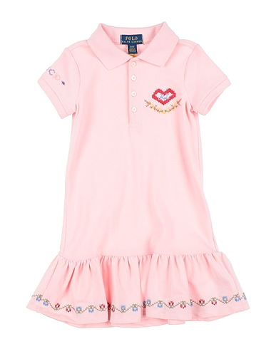 POLO RALPH LAUREN Dress SS POLO DR-DRESSES-DAY DRESS Pink 98% Cotton, 2% Elastane
