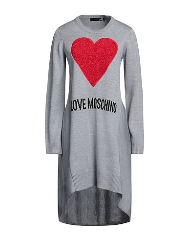LOVE MOSCHINO Short dress Grey 50% Acrylic, 50% Wool, Polyamide, Alpaca wool, Elastane