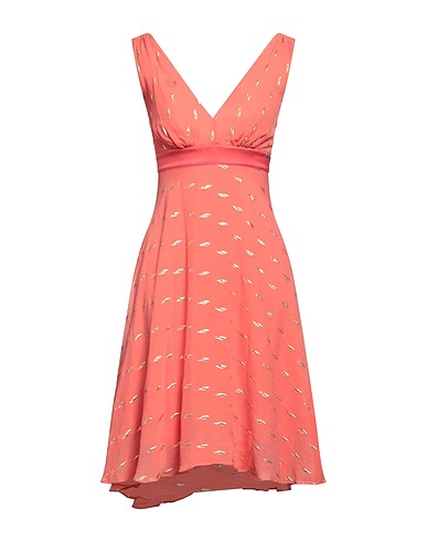 NENETTE Short dress Salmon pink 93% Silk, 7% Metallic fiber