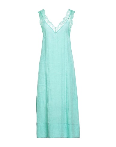 BEATRICE .B Midi dress Light green 100% Hemp, Viscose, Polyamide