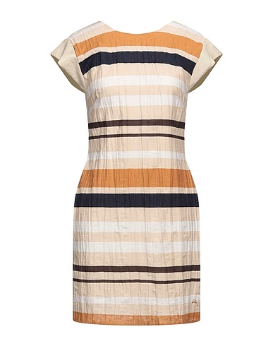 YES ZEE by ESSENZA Short dress Beige 48% Linen, 40% Cotton, 12% Polyamide