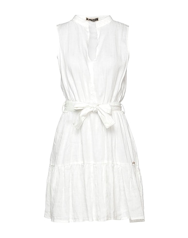YES ZEE by ESSENZA Kurzes Kleid Weiß 100% Leinen