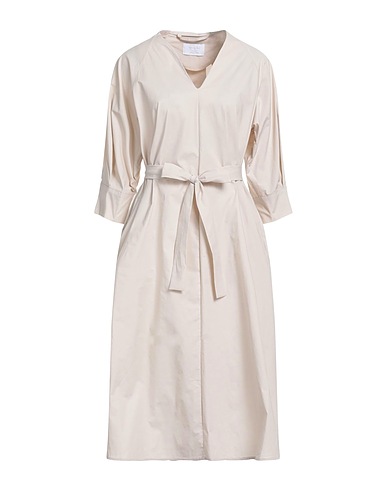 DANIELE FIESOLI Midi dress Beige 97% Cotton, 3% Elastane