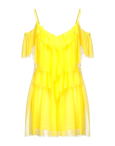 RELISH Short dress Yellow 100% Polyester, Elastane