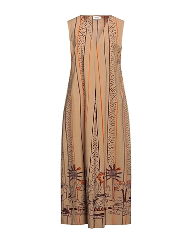 OTTOD'AME Long dress Camel 100% Cotton