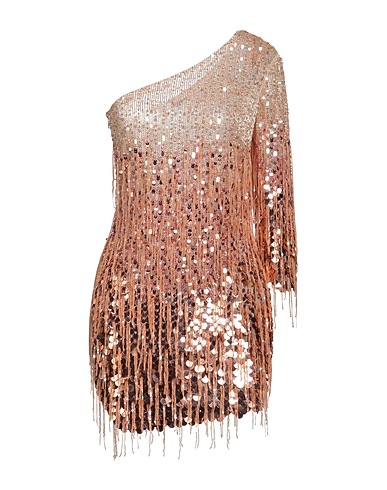 ELISABETTA FRANCHI One-shoulder dress Copper 100% Polyamide, Plastic, Glass