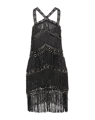 ELISABETTA FRANCHI Midi dress Black 100% Polyamide, Glass, Brass