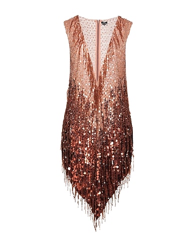 ELISABETTA FRANCHI Sequin dress Brown 100% Polyamide, Plastic, Glass