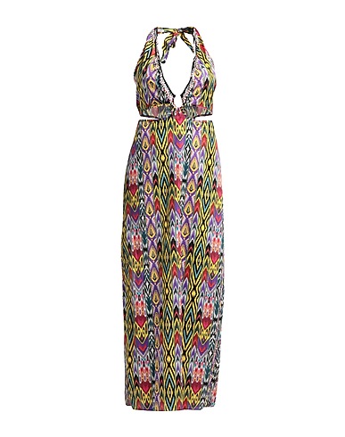 4GIVENESS Long dress Green 99% Viscose, 1% Polyamide