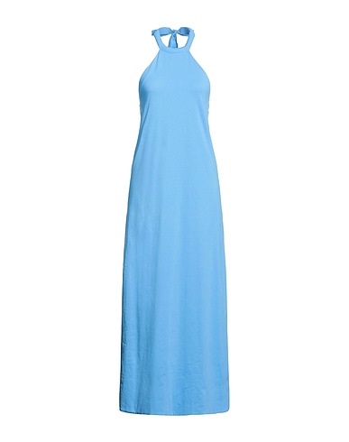 FEDERICA TOSI Long dress Sky blue 100% Cotton, Acrylic