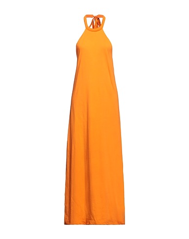 FEDERICA TOSI Long dress Orange 100% Cotton, Acrylic