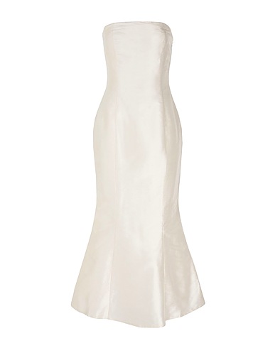 8 by YOOX Midi dress SILK-SHANTUNG BANDEAU FLARED MIDI DRESS
 Ivory 100% Silk