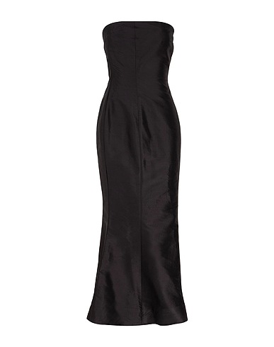 8 by YOOX Midi dress SILK-SHANTUNG BANDEAU FLARED MIDI DRESS
 Black 100% Silk