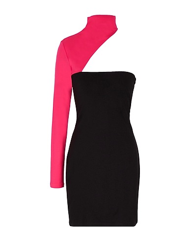 8 by YOOX One-shoulder dress PRINTED JERSEY CUT-OUT CONTRAST SLEEVE MINI DRESS Black 72% Viscose, 24% Recycled polyamide, 4% Elastane