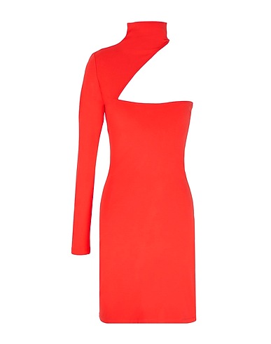 8 by YOOX One-shoulder dress JERSEY CUT-OUT MINI DRESS Coral 72% Viscose, 24% Recycled polyamide, 4% Elastane