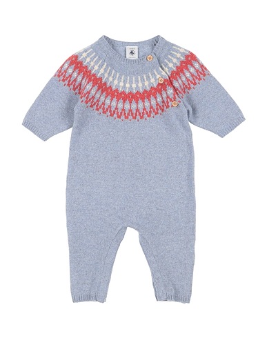 PETIT BATEAU Strampelanzug für Babys Blaugrau 55% Wolle, 25% Polyamid, 20% Baumwolle