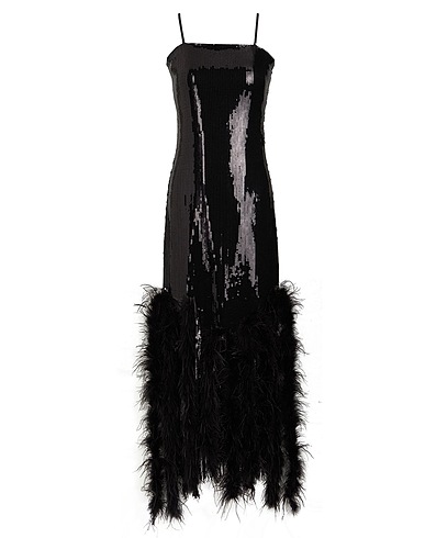 8 by YOOX Long dress SEQUIN MAXI DRESS W/ EMBELLISHED TRIMS
 Black 95% Recycled polyester, 5% Polyester