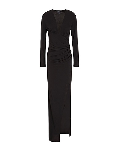 8 by YOOX Vestido largo JERSEY DEEP V-NECK FRONT SLIT MAXI DRESS
 Negro 100% Algodón orgánico