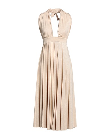KAOS JEANS Midi dress Beige 65% Viscose, 16% Polyester, 14% Nylon, 5% Elastane