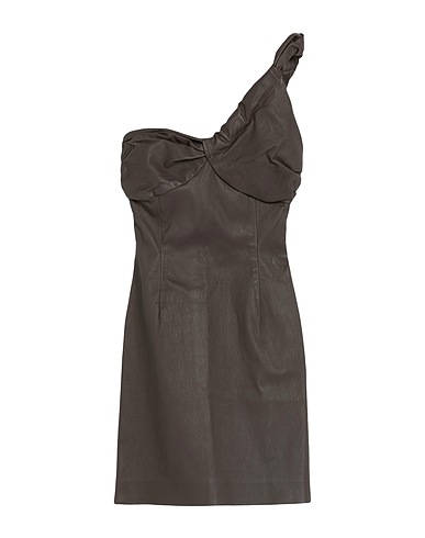 THE MANNEI One-shoulder dress Khaki 100% Leather, Cotton, Elastane, Resin