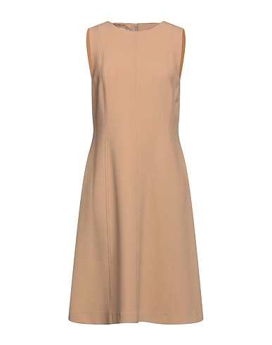 ROSSO35 Midi-Kleid Beige 63% Polyester, 27% Viskose, 7% Baumwolle, 3% Elastan