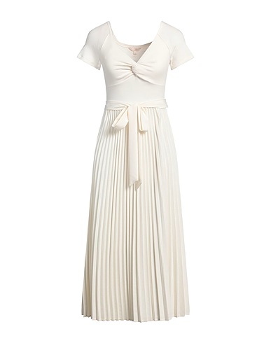 GUESS Midi dress Ivory 90% Polyester, 10% Elastane, Viscose