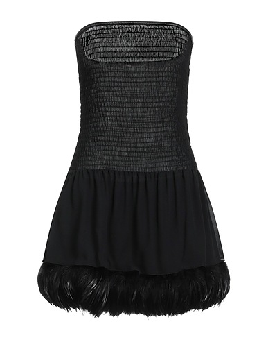 SAINT LAURENT Short dress Black 100% Silk, Soft Leather