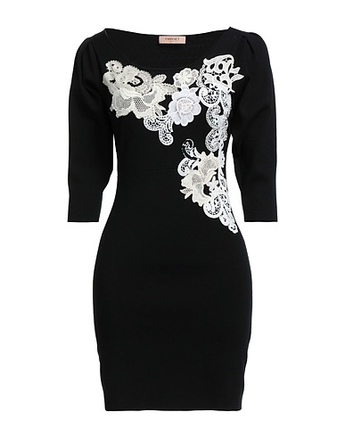 TWINSET Kurzes Kleid Schwarz 72% Viskose, 28% Polyester, Baumwolle