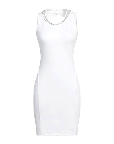 MET JEANS Vestito corto Bianco 95% Cotone, 5% Elastan