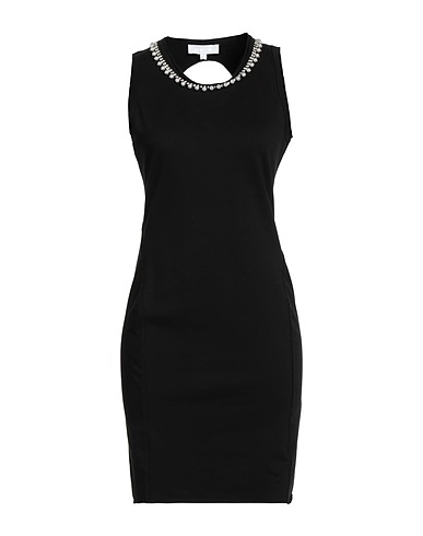 MET JEANS Short dress Black 95% Cotton, 5% Elastane