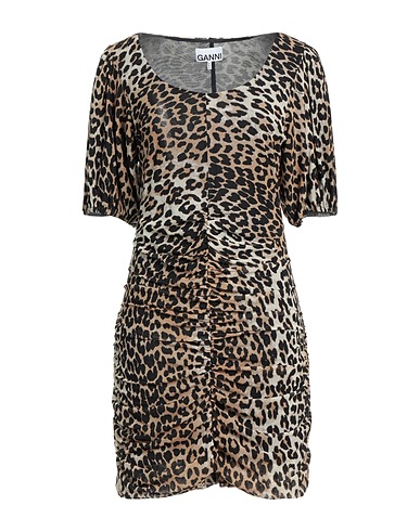 GANNI Short dress Camel 91% Recycled polyamide, 9% Elastane