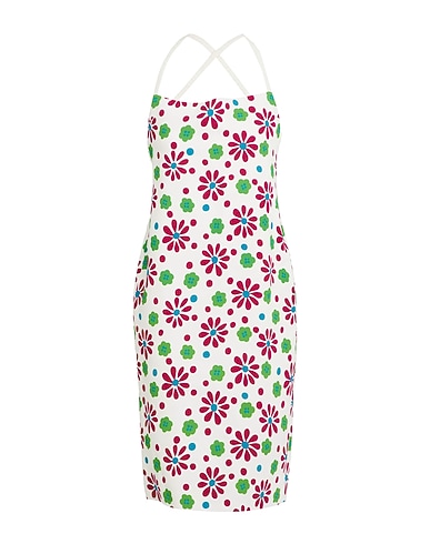 SAINT LAURENT Midi dress White 100% Viscose, Lambskin
