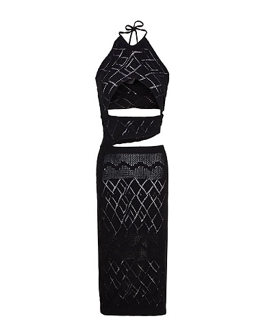 8 by YOOX Midi dress OPEN-WORK KNIT CUT-OUT MINI DRESS
 Black 50% Cotton, 50% Recycled cotton