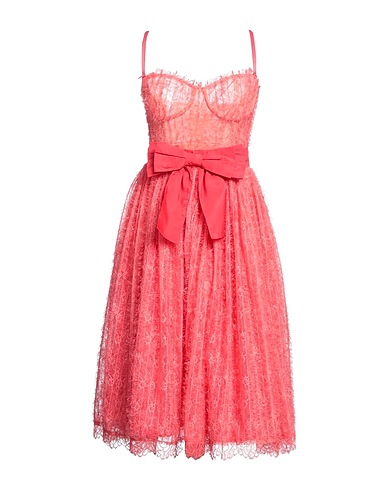 ELISABETTA FRANCHI Midi dress Coral 100% Polyester, Polyamide, Elastane