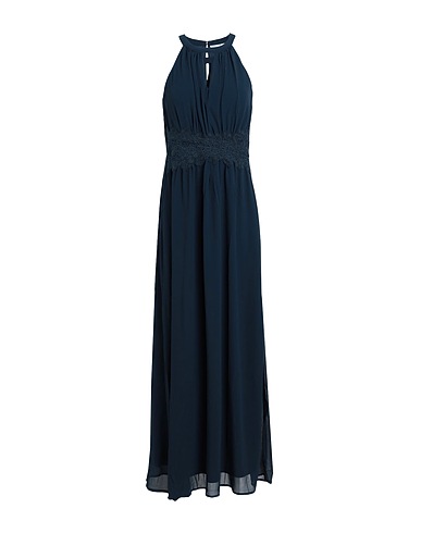 VILA Long dress Midnight blue 51% Recycled polyester, 49% Polyester