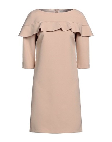 CRISTINA GAVIOLI Short dress Beige 92% Polyester, 8% Elastane
