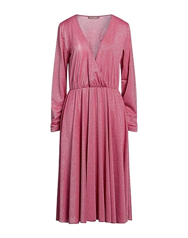 OLIVIA HOPS Vestito midi Fucsia 65% Viscosa, 16% Poliestere, 14% Poliammide, 5% Elastan