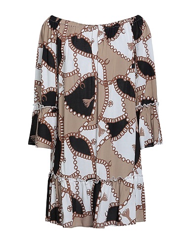 IU RITA MENNOIA Short dress Khaki 95% Viscose, 5% Silk
