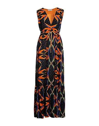 ANGELO MARANI Long dress Black 99% Viscose, 1% Metallic fiber