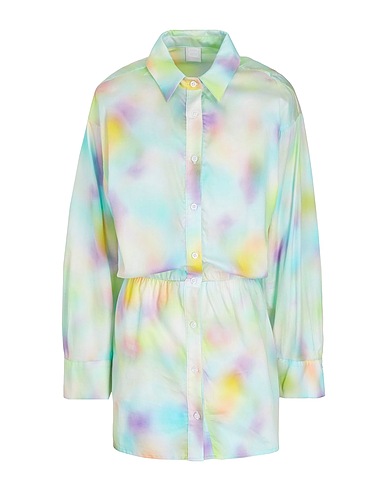 8 by YOOX Shirt dress PRINTED COTTON-BLEND MINI SHIRT DRESS
 Lime green 100% Cotton