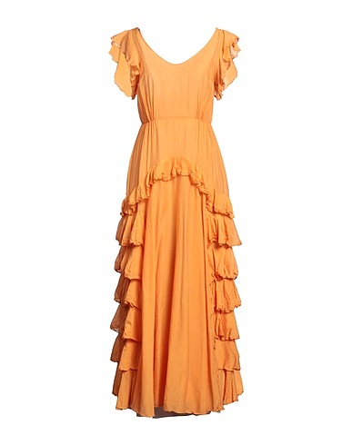 FRIDA ZAZOU Vestito lungo Arancione 70% Cotone, 30% Seta