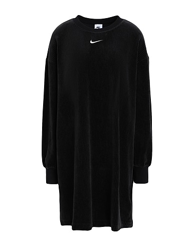 NIKE Short dress Nike Sportswear Women's Velour Long-Sleeve Crew Dress
 Black 76% Cotton, 21% Polyester, 3% Elastane