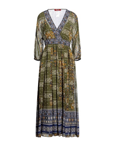 MAX MARA STUDIO Midi dress Military green 100% Silk