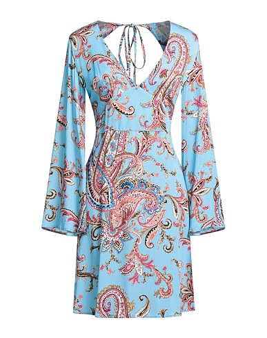 KAOS JEANS Short dress Sky blue 100% Viscose